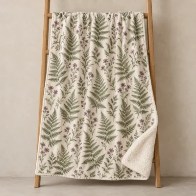 Meadow Fern Sherpa Blanket — main design mockup