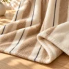 Oatfield Stripe Plush Fleece Blanket — detail design mockup