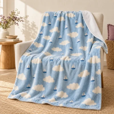 Cloud Sail Plush Fleece Blanket — main design mockup