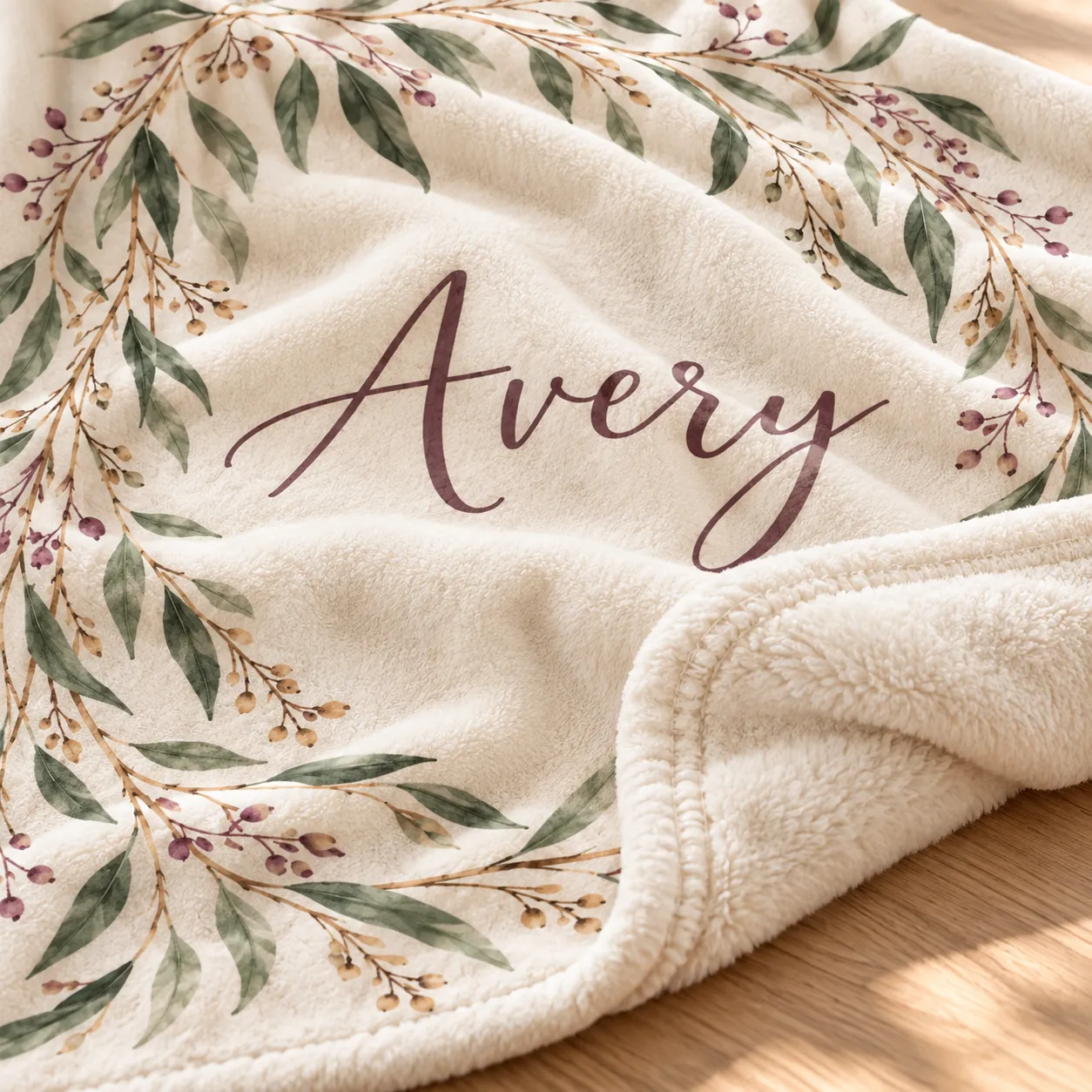 Willow Name Plush Fleece Blanket — detail design mockup