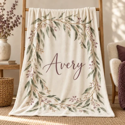 Willow Name Plush Fleece Blanket — main design mockup