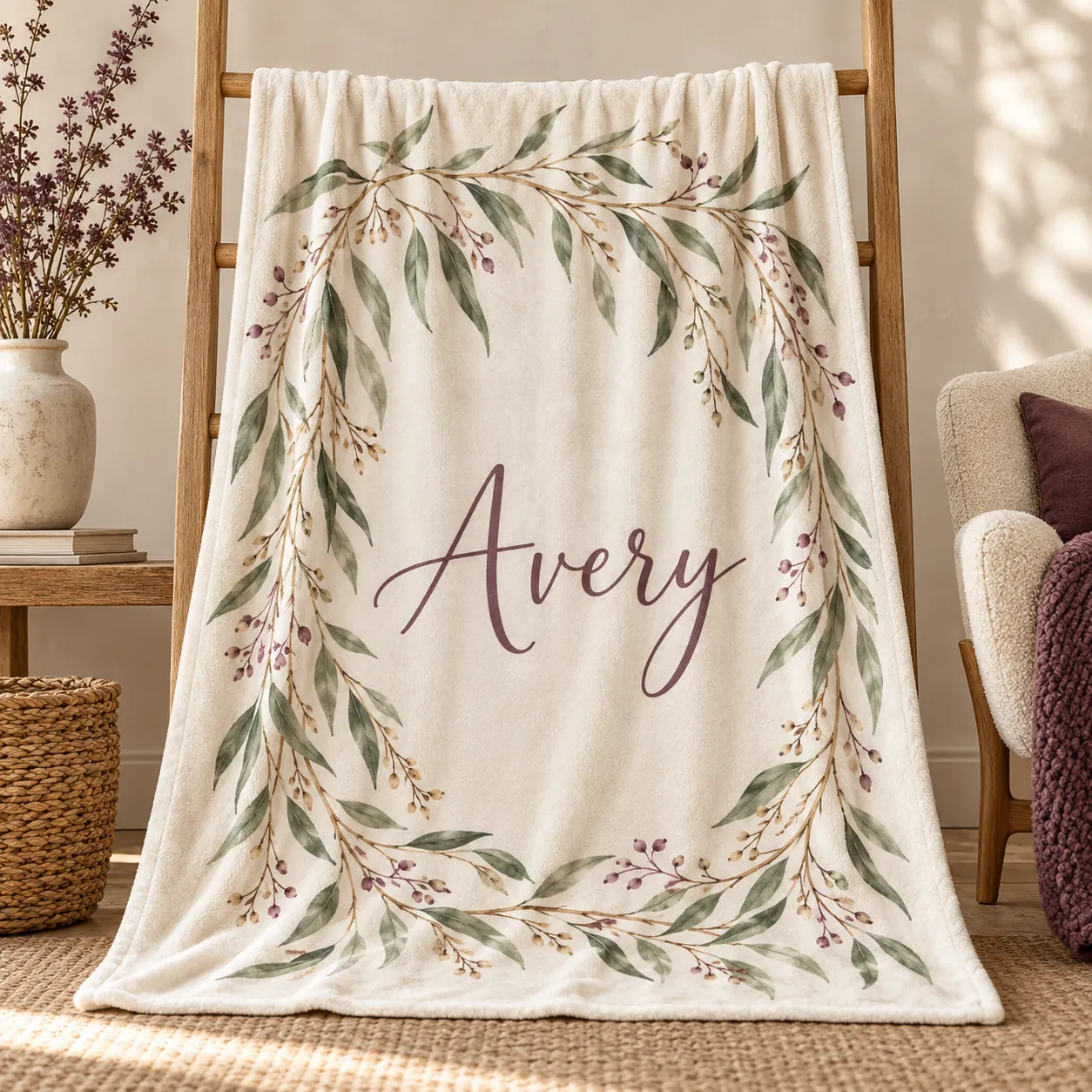 Willow Name Plush Fleece Blanket — main design mockup