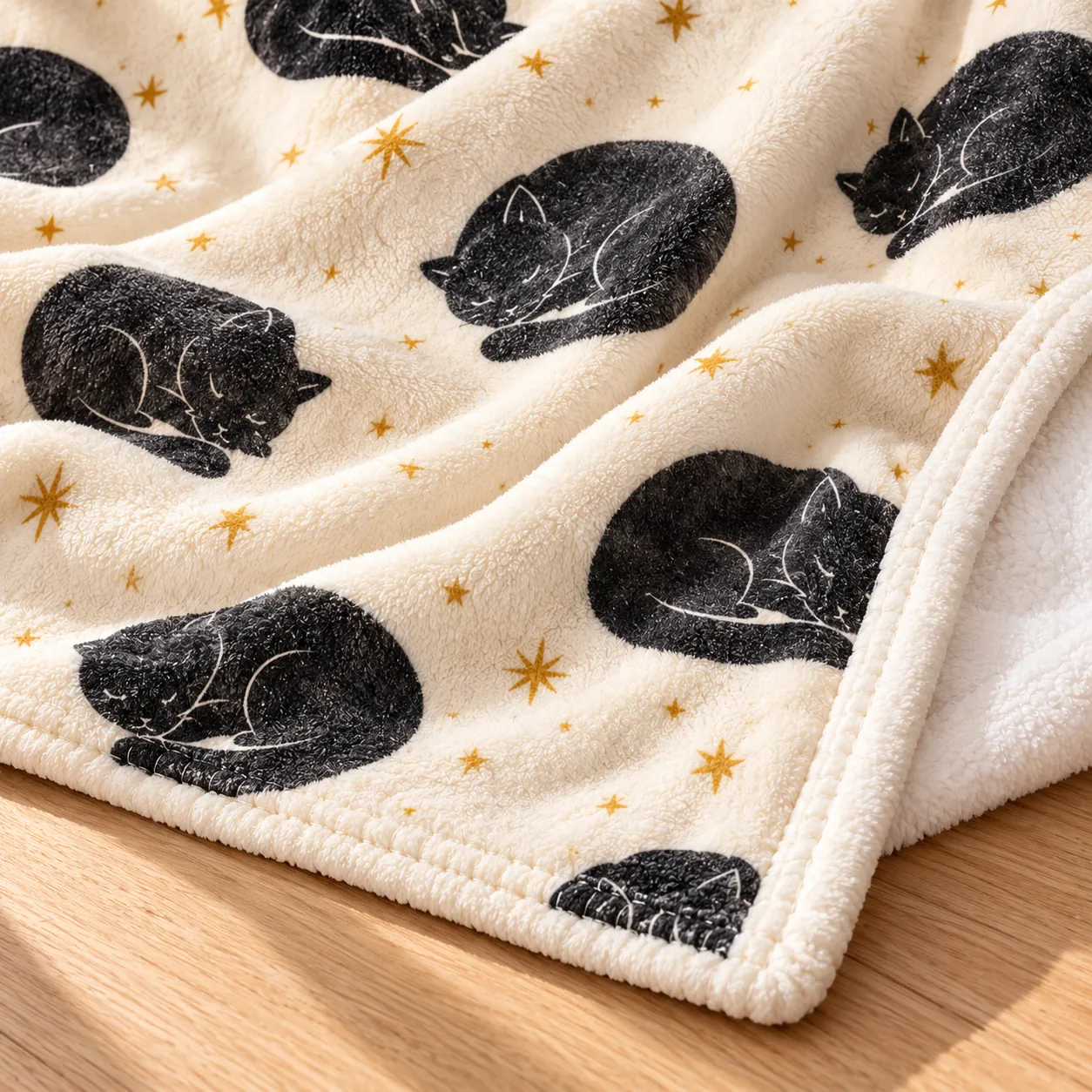 Catnap Corner Plush Fleece Blanket — detail design mockup