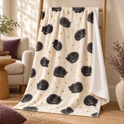 Catnap Corner Plush Fleece Blanket — main design mockup
