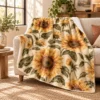 Sunflower Field Plush Fleece Blanket — lifestyle design mockup