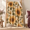 Sunflower Field Plush Fleece Blanket — main design mockup