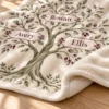 Family Branches Plush Fleece Blanket — detail design mockup