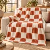 Terracotta Tiles Plush Fleece Blanket — lifestyle design mockup