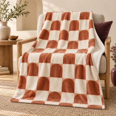 Terracotta Tiles Plush Fleece Blanket — main design mockup