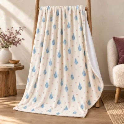 Rainy Day Dots Plush Fleece Blanket — main design mockup