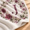 Petal Initial Plush Fleece Blanket — detail design mockup