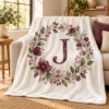 Petal Initial Plush Fleece Blanket — lifestyle design mockup