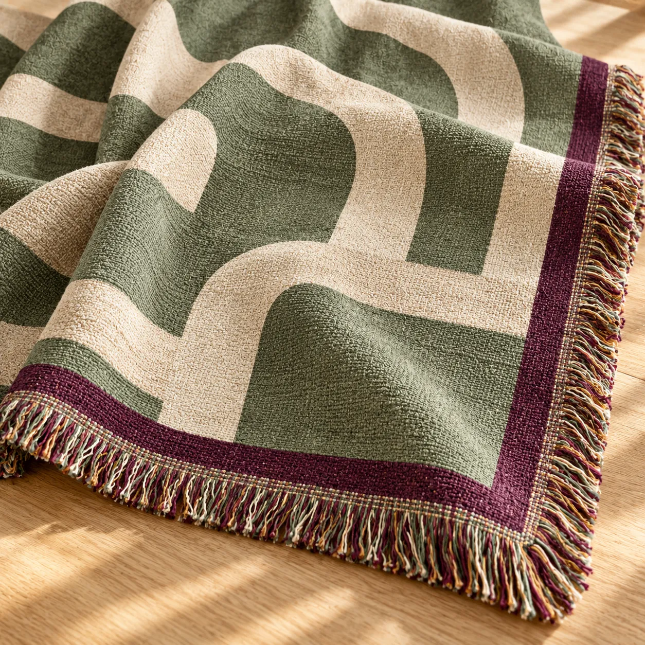 Riverbend Geometry Woven Throw — detail design mockup