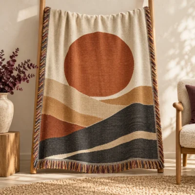 Desert Sun Woven Throw — main design mockup