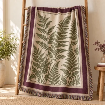 Heritage Fern Woven Throw — main design mockup