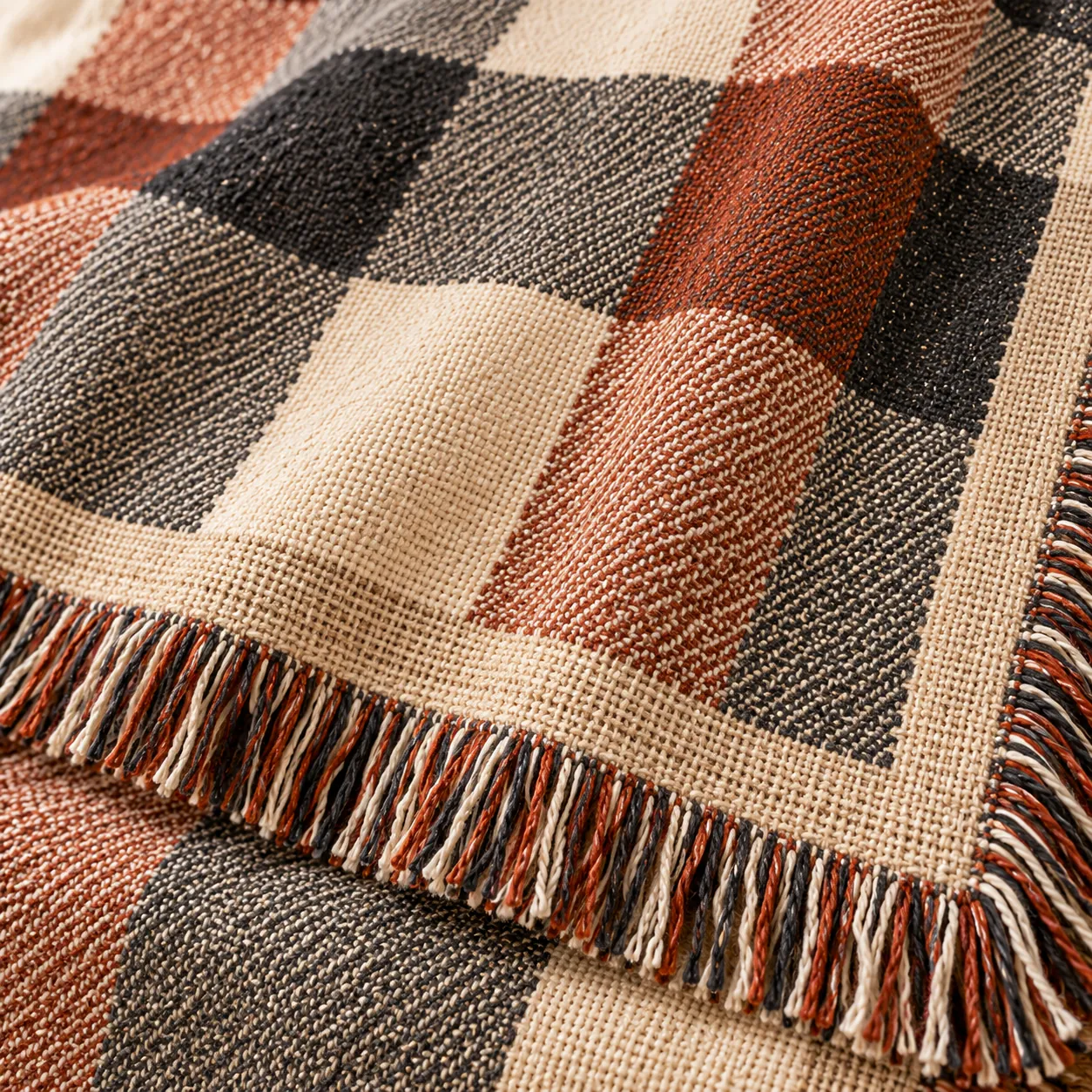 Cabin Check Woven Throw — detail design mockup