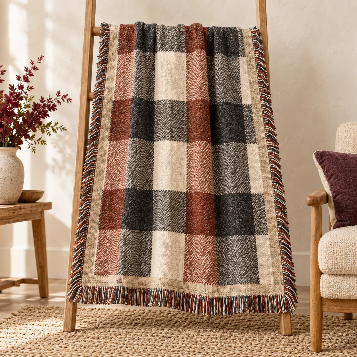 Cabin Check Woven Throw — main design mockup