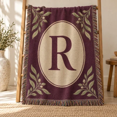 Family Monogram Woven Throw — main design mockup