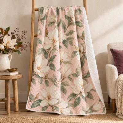 Magnolia Calm Quilted Throw — main design mockup