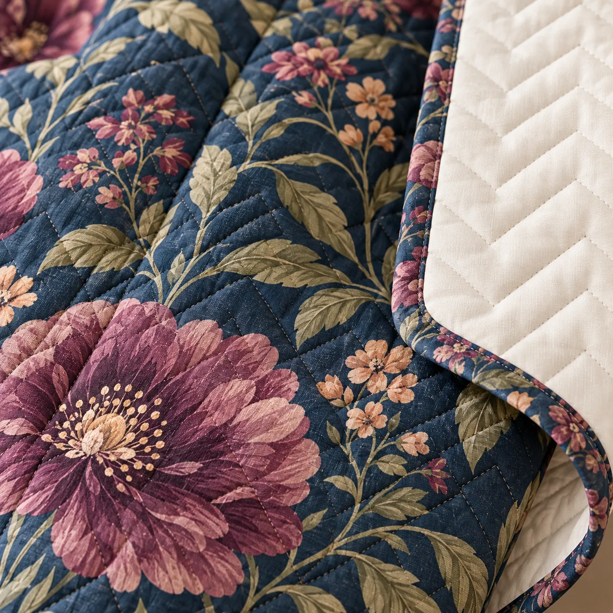 Moonlit Garden Quilted Throw — detail design mockup