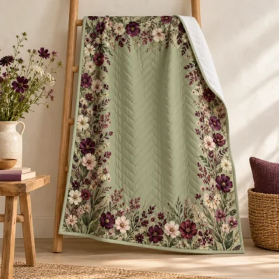 Blooming Border Quilted Throw — main design mockup