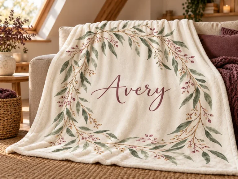 Willow Name Plush Fleece Blanket — design name design illustration