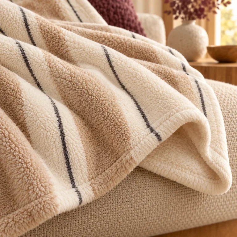Oatfield Stripe Plush Fleece Blanket — fabric fleece design illustration