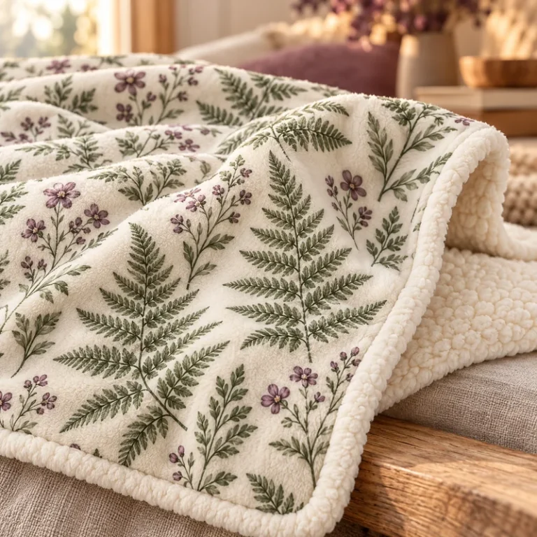 Meadow Fern Sherpa Blanket — fabric sherpa design illustration