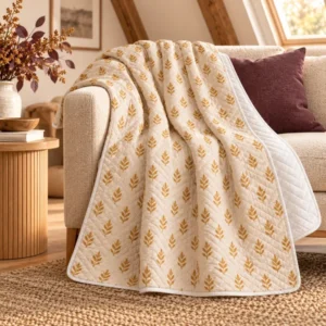 Golden Grove Quilted Throw — feature baby 2 design illustration